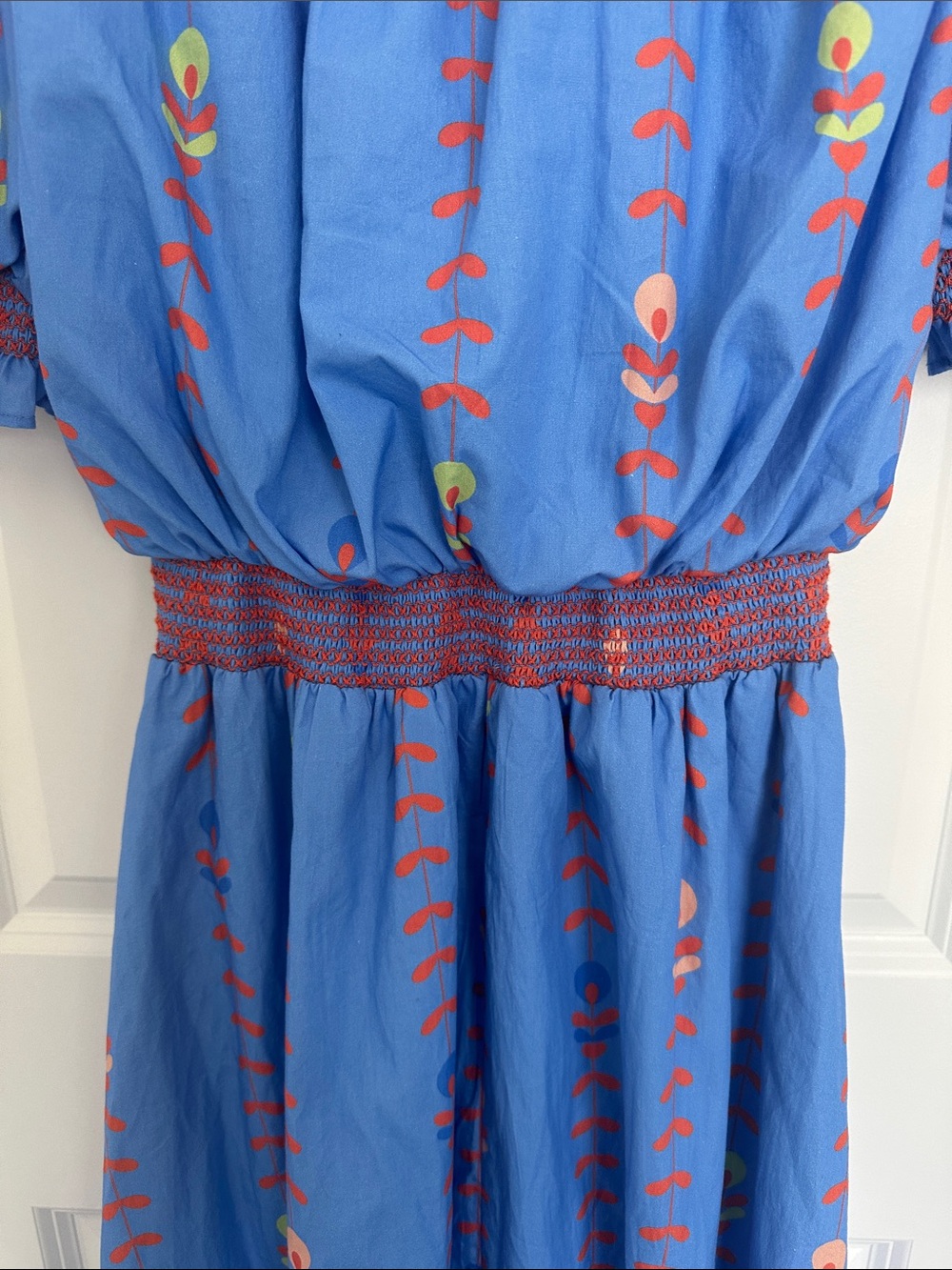 Karlie Women’s Maxi Dress with Puff Sleeves and Ruffle Trim Blue S - Picture 7 of 8